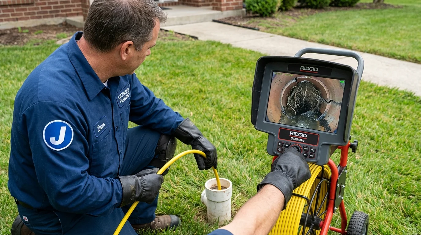 Sewer camera inspection being performed by Johns Plumbing LLC in Plainwell
